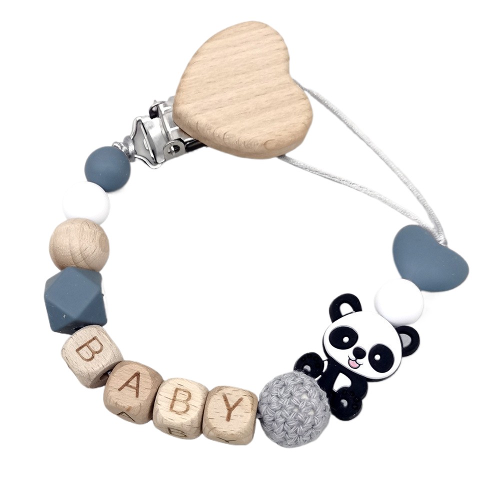 Baby Products In - 木製のパーソナライズされたベビーおしゃぶりチェーン、かわいい動物デザインのおしゃぶりクリップ、赤ちゃん用 - 安全なおしゃぶりホルダー