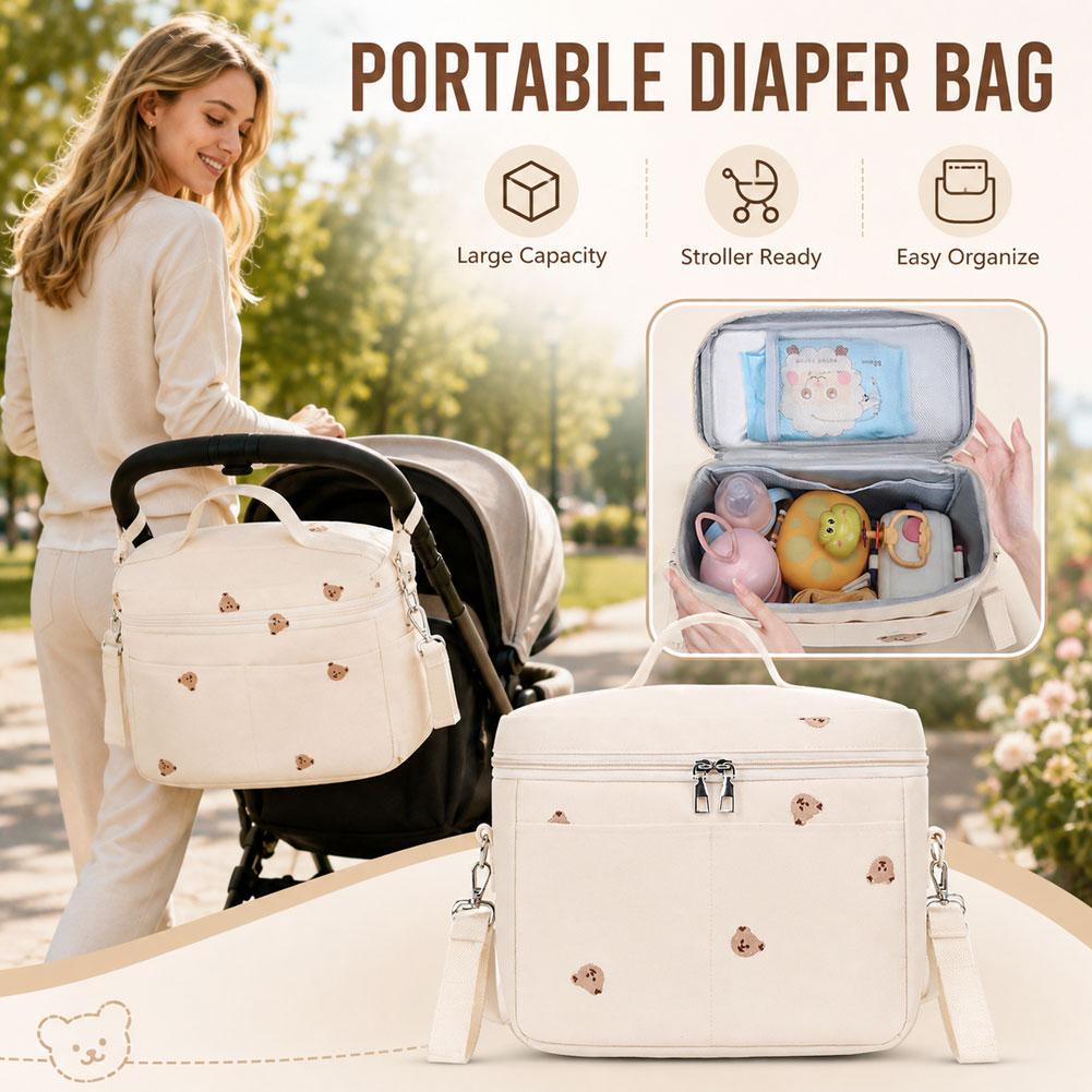 Diaper Bag Backpack - かわいいクマ柄ボトルクーラーバッグ 保温・断熱機能付き ベビーカーオーガナイザー 防水おむつママバッグ ベビーカー旅行用