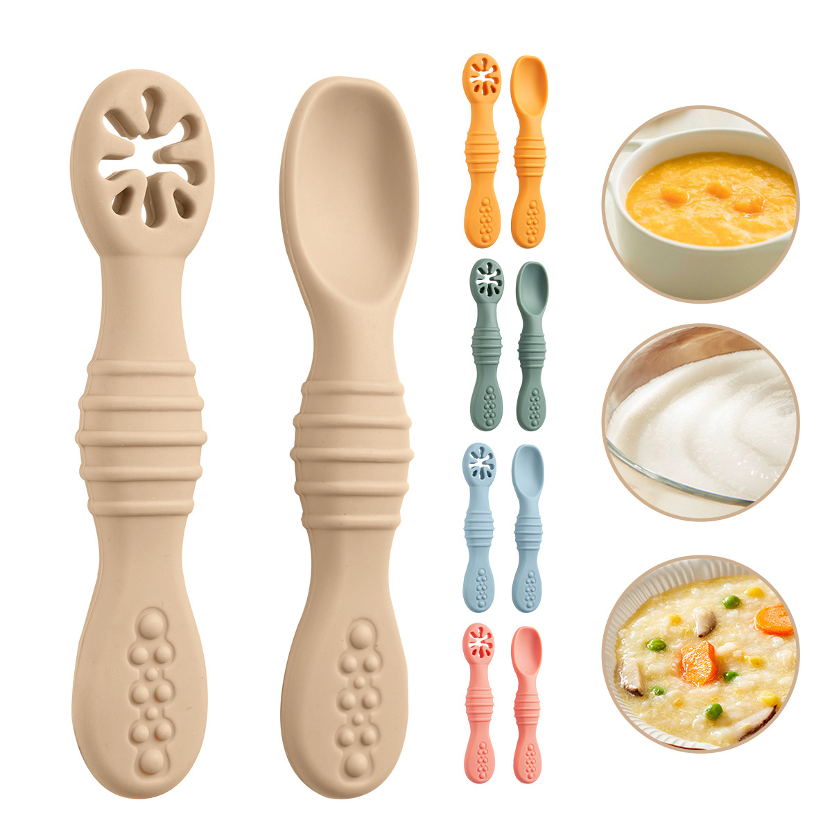 Baby Led Weaning Set - 2 ピース/セットシリコーンベビースプーン第一段階器具ベビー Led 離乳スプーンベビーチュースプーントレーニングスプーン自己給餌器具