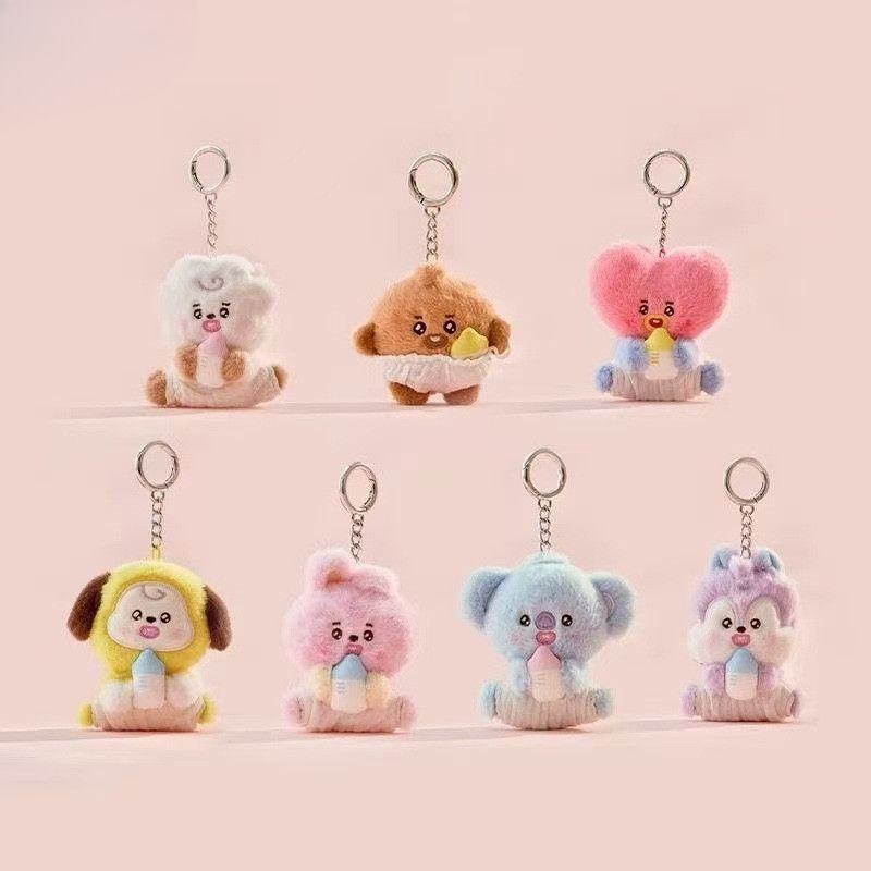 Baby Products Gift - 新しいBTSキーチェーン ベビーシリーズ かわいい漫画風クリエイティブなボトルハグデザイン 精巧なスクールバッグ飾り ファンギフト