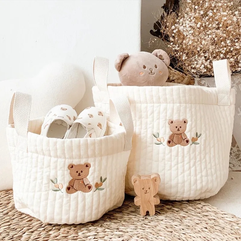 Diaper Bag Backpack - かわいいクマの刺繍が施されたベビーバッグ,おむつオーガナイザー