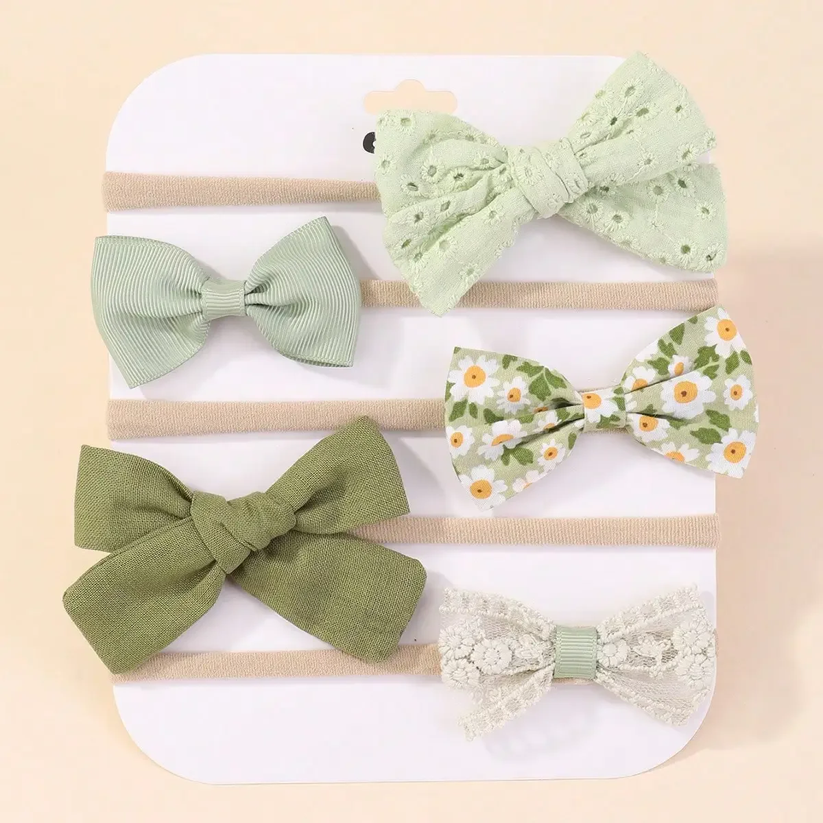 Baby Products Gift - 5 ピース/セットベビー弾性ヘッドバンド新生児フラワーレースちょう結びナイロンヘアバンド女の子幼児ソフトヘアアクセサリーギフト