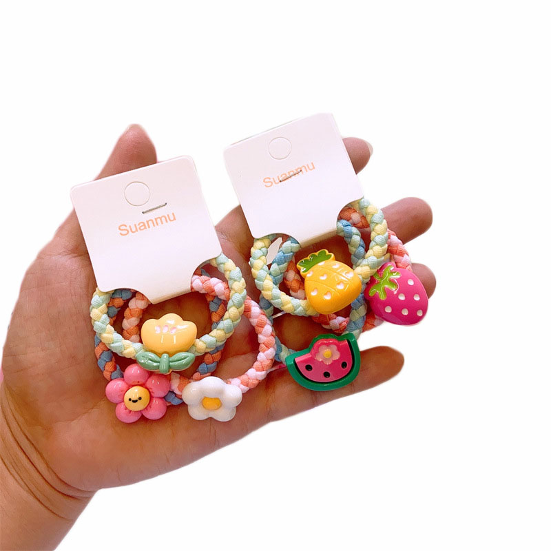 Baby Products Gift - 女の子のための弾性ヘアバンド、カワイイ花、果物の髪のネクタイ、赤ちゃんのカラフルなハートロープ、かわいいヘアバンドのギフト、セットあたり3個