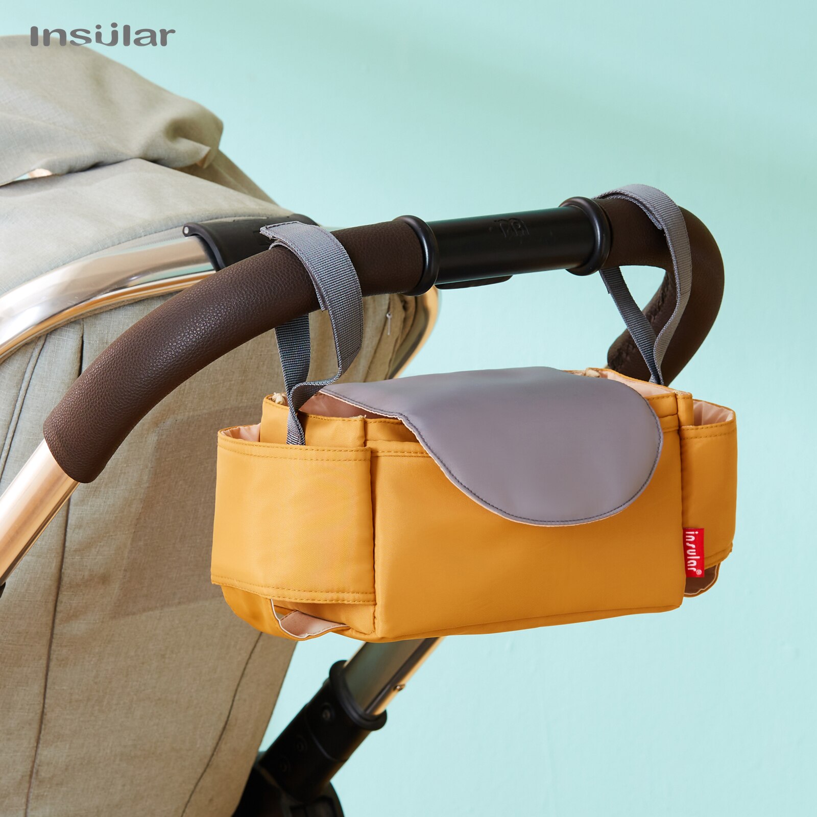 Diaper Bag Backpack - INSULAR ベビーカーオーガナイザー マミー用おむつバッグ カップホルダー付き ハンギングバスケットフック ユニバーサルベビーカーアクセサリー