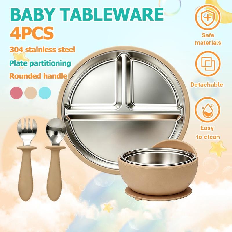 ステンレス製ベビー食器セット 吸盤付き仕切り皿 ボウル スプ - Baby Led Weaning Set のレビューと価格