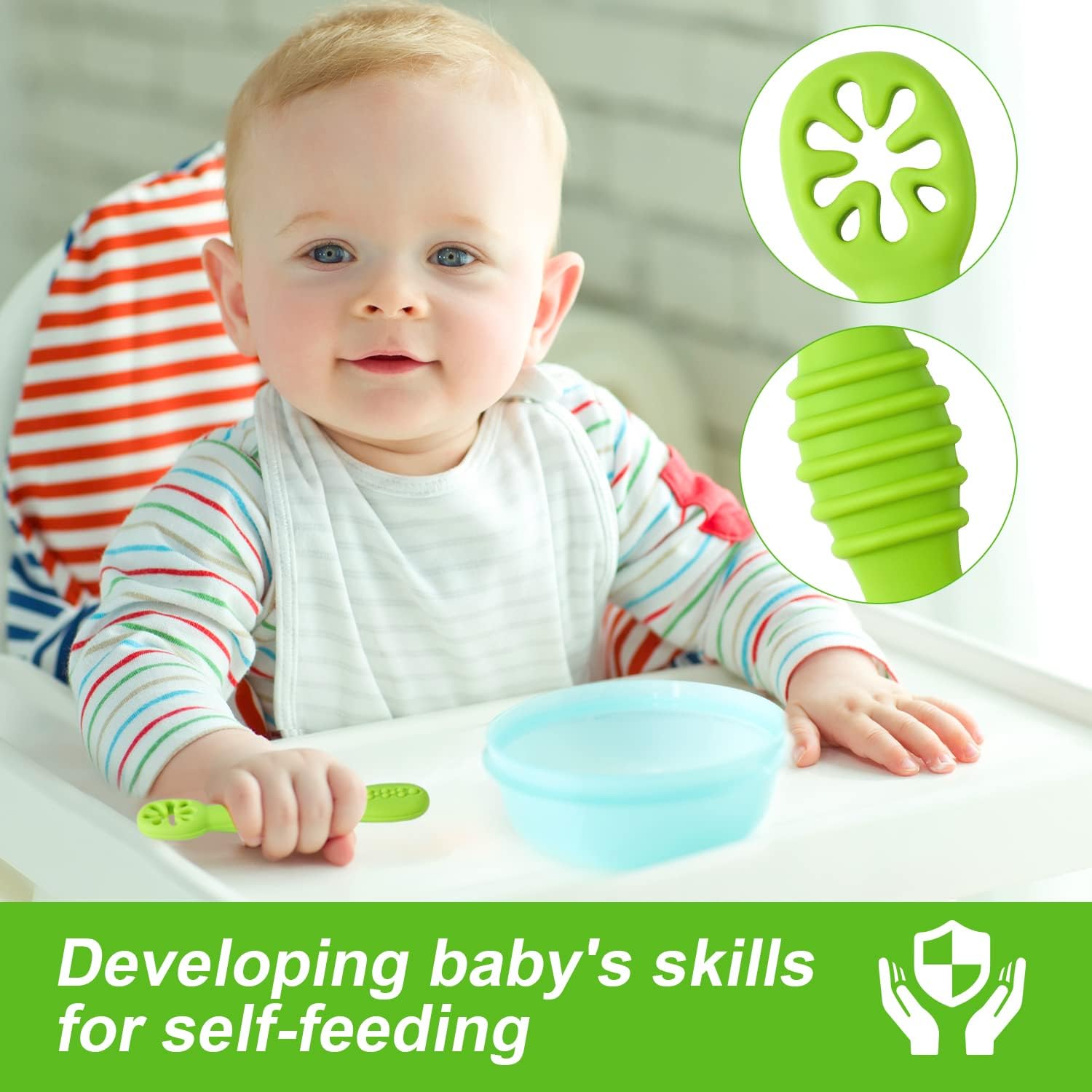 2 ピース/セットシリコーンベビースプーン第一段階器具ベビー - Baby Led Weaning Set のレビューと価格