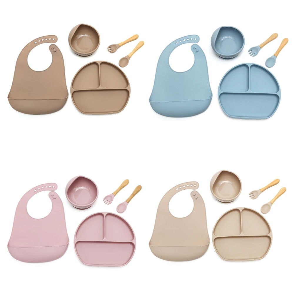 5点セット ベビー主導離乳食セット、シリコン吸盤付きプレート - Baby Led Weaning Set のレビューと価格