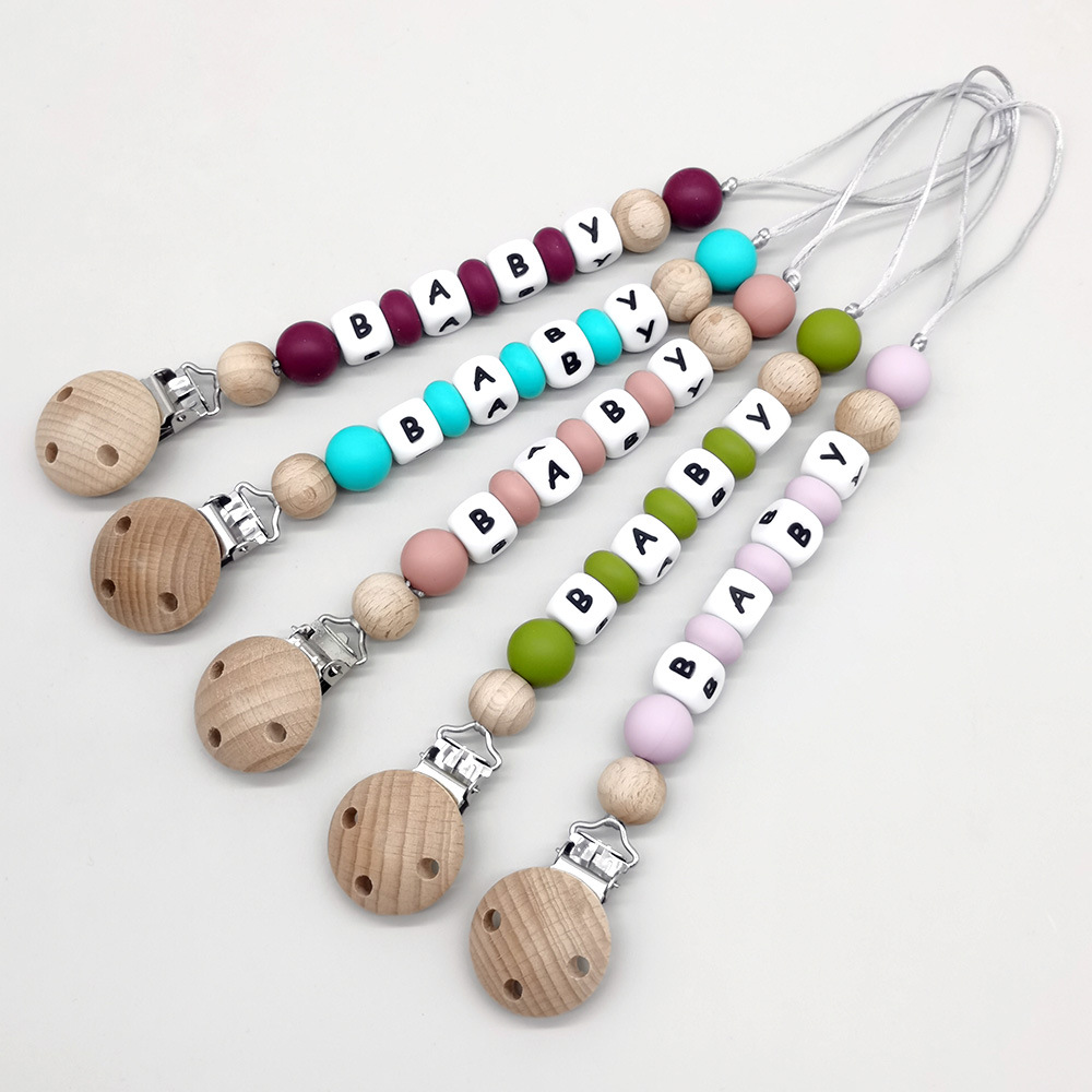 カスタムネームおしゃぶりクリップチェーンシリコンビーズおしゃ - Baby Products In のレビューと価格