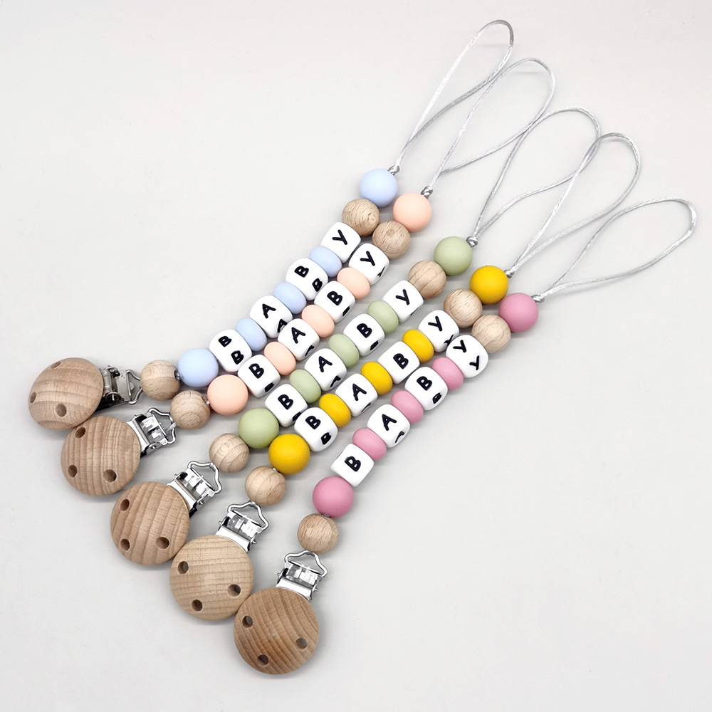 カスタムネームおしゃぶりクリップチェーンシリコンビーズおしゃ - Baby Products In のレビューと価格