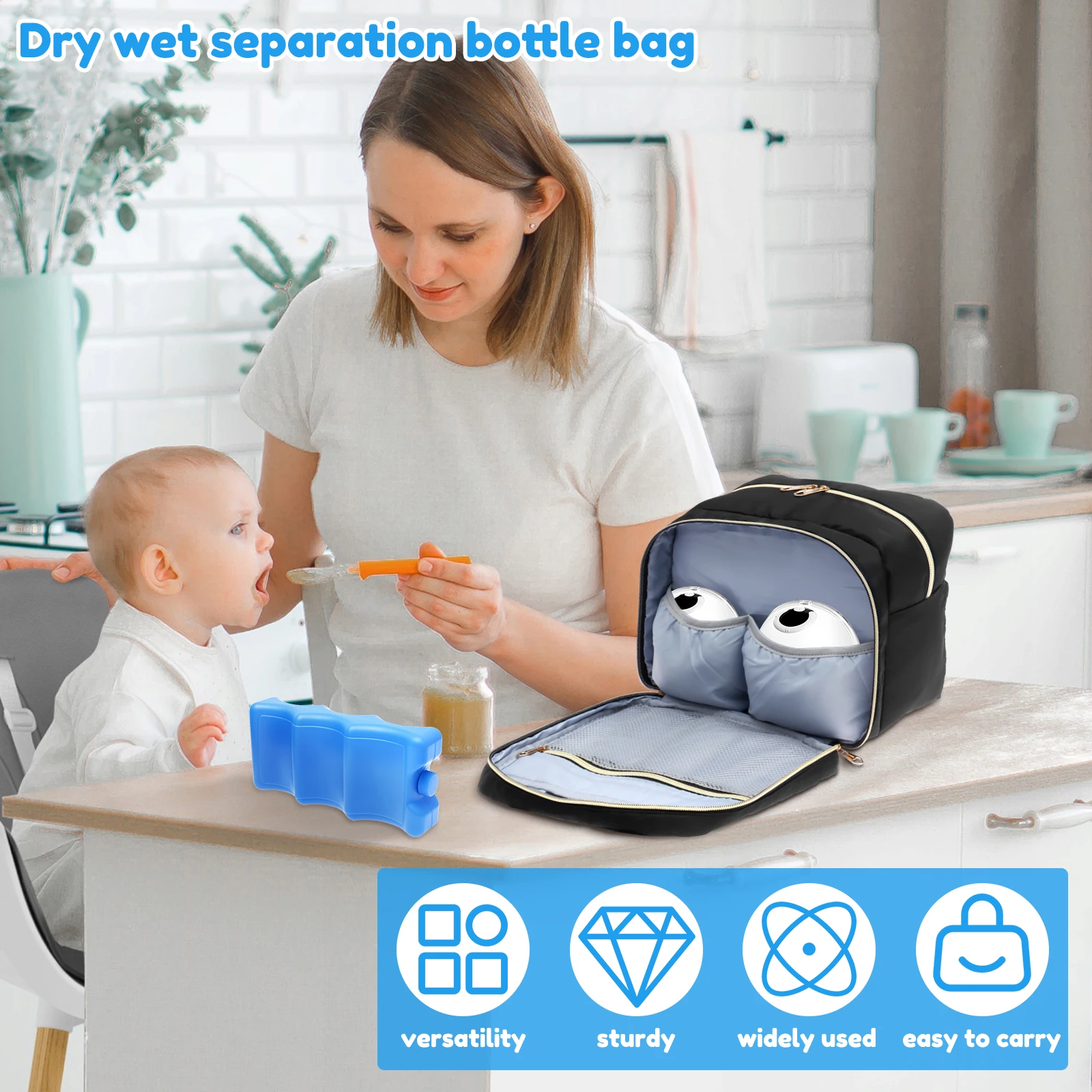 搾乳器収納バッグ、保冷剤と防水マット付き、ポータブル母乳クー - Baby Products Pack のレビューと価格