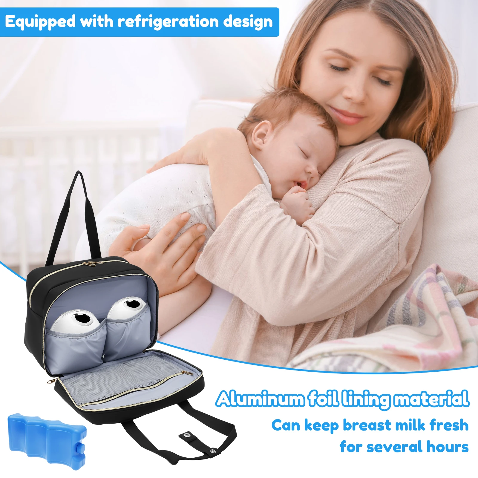 搾乳器収納バッグ、保冷剤と防水マット付き、ポータブル母乳クー - Baby Products Pack のレビューと価格