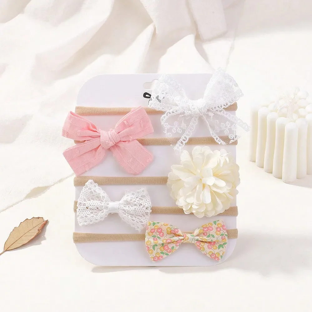 5 ピース/セットベビー弾性ヘッドバンド新生児フラワーレース - Baby Products Gift のレビューと価格
