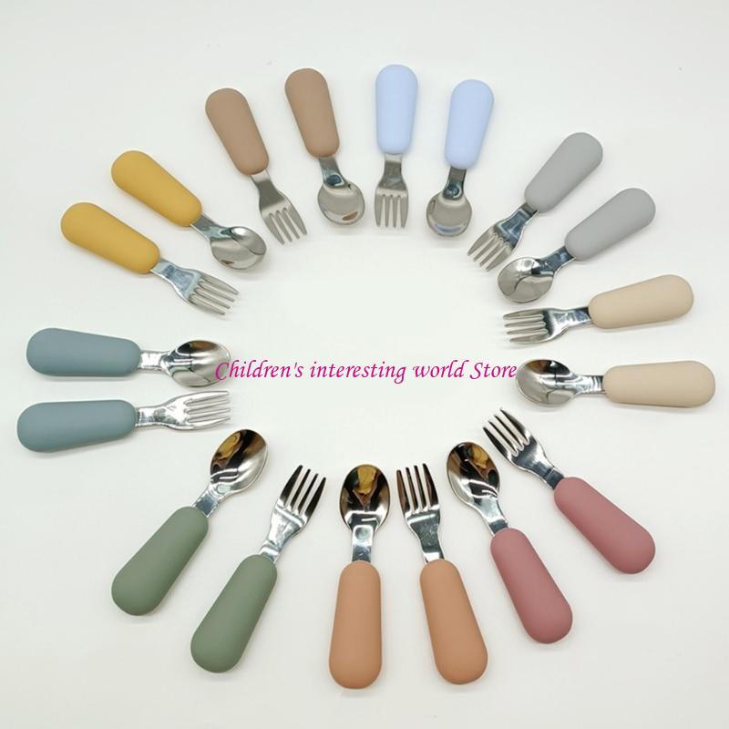 ベビーフォーク＆スプーンセット2PCS幼児シリコントレーニン - Baby Led Weaning Set のレビューと価格