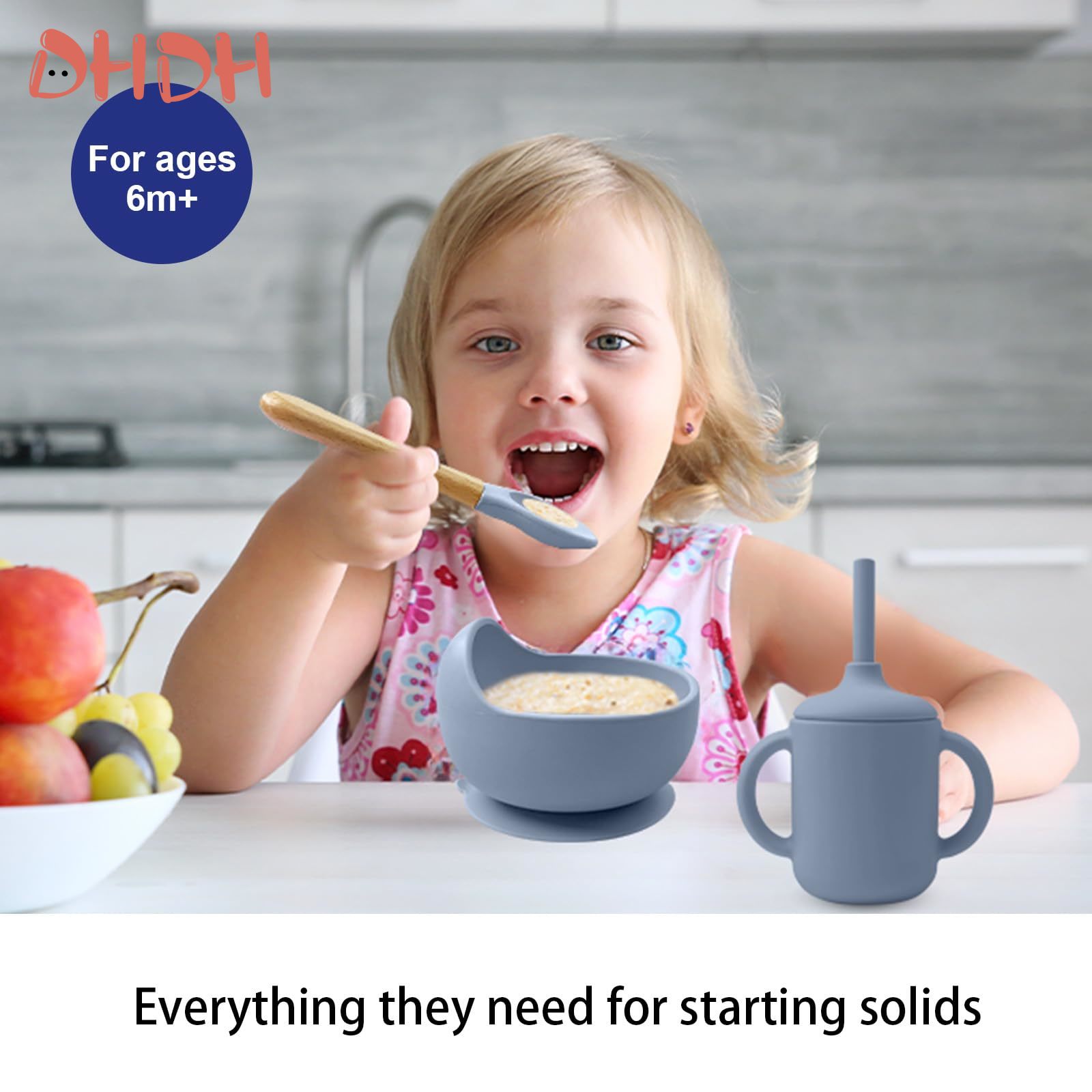 シリコン製ベビー食器セット、ベビーフードディッシュ、フォーク - Baby Led Weaning Set のレビューと価格