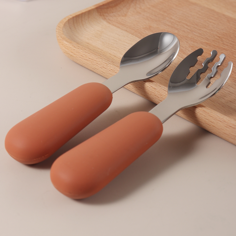 パーソナライズされたベビー用スプーンとフォークセット、シリコ - Baby Led Weaning Set のレビューと価格