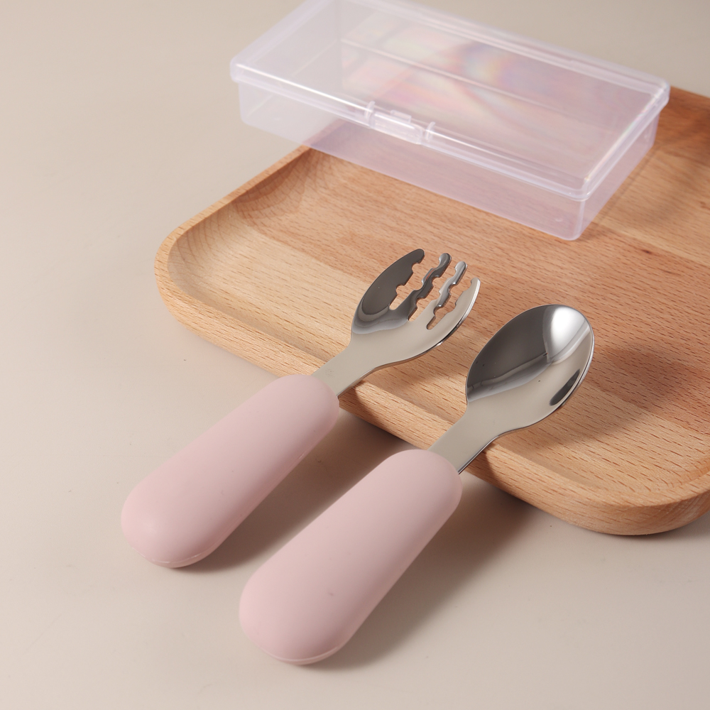 パーソナライズされたベビー用スプーンとフォークセット、シリコ - Baby Led Weaning Set のレビューと価格